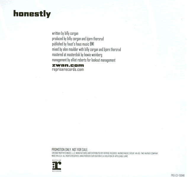 Honestly single, back artwork